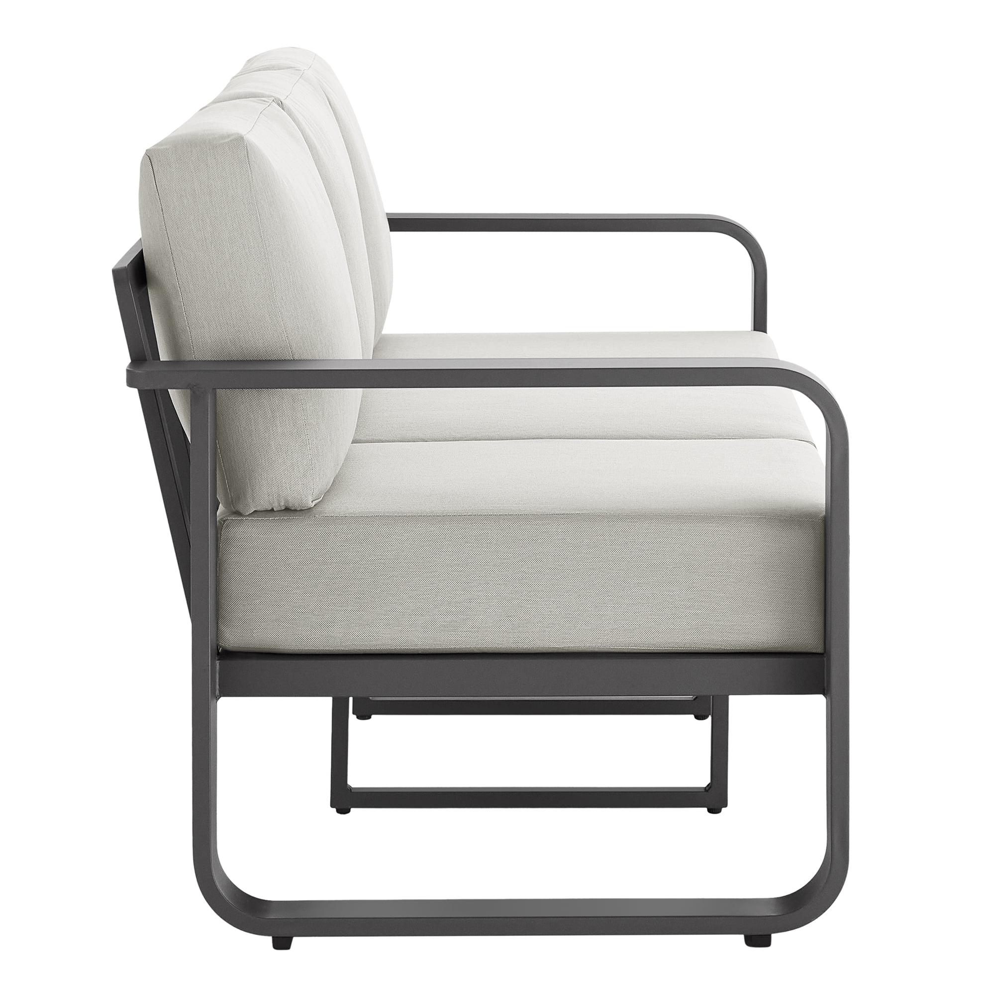 CHITA Outdoor Patio 3-Seater Sofa, Aluminum Wood-Grain Couch with 6.3" Thick Olefin Cushions, Rustproof & Water-Repellent