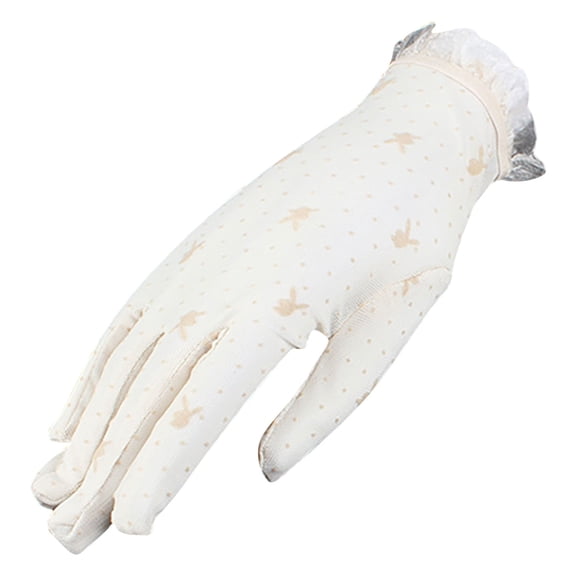 Xfvqtps Women Lace Gloves Polka Dot Rabbit Embroidery Wedding Dresses Performances Dance Party Decorations Elastic Breathable Gloves Beige