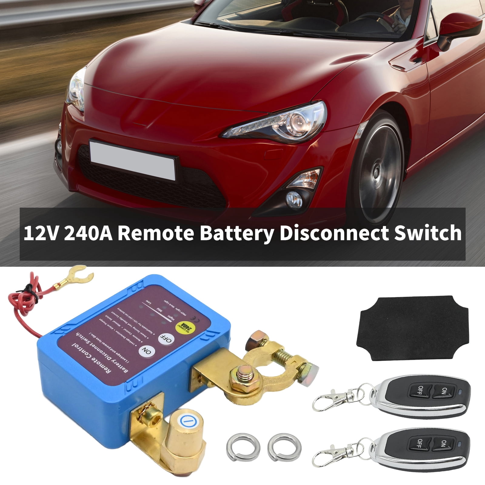 Anxingo 12V 240A Remote Battery Disconnect Switch, Anti Theft Car Kill Switch with Wireless Remote Control, Automatic Cut Off for Auto RV Truck Marine Boat