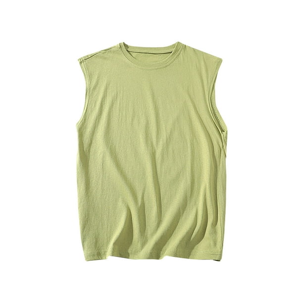 pstuiky Camiseta sin mangas para hombre, Camiseta deportiva de verano informal de color liso sin mangas y cuello redondo para hombre Camisas para hombres xxxxl