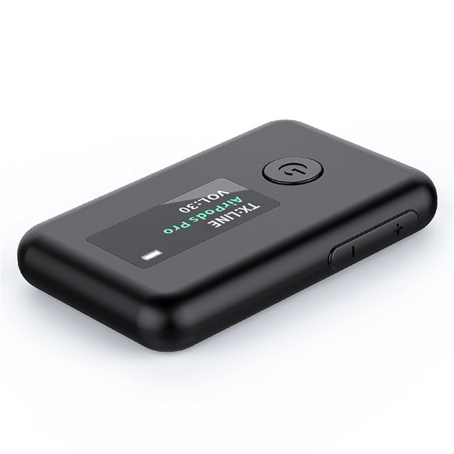 Injueey Adaptador de transmisor de cancelación de ruido ajustable de volumen de Control de botón HiFi OLED con de receptor de Audio Electrónica