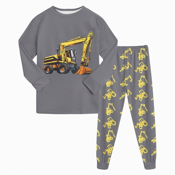 TOWED22 Infant Baby Boy Clothes 2-Piece Long Sleeve Crew Neck Sweatshirt Tops Casual Pocket Joggers Pants Cartoon Outfits Toddler Clothing Set(Grey,5-6 Y)