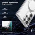 thumbnail image 3 of Magnetic Case for Samsung Galaxy S22 Ultra Clear Case Cover [Compatible with Magsafe & Military Grade Drop Protection] Transparent Shockproof Slim Plated Phone Case - Silver, 3 of 12