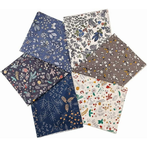 6pcs 20" x 16" Printed Floral Cotton Fat Quarters Fabric Bundle Squares Patchwork for DIY Sewing Scrapbooking Quilting Floral Pattern (40cm x 50cm)