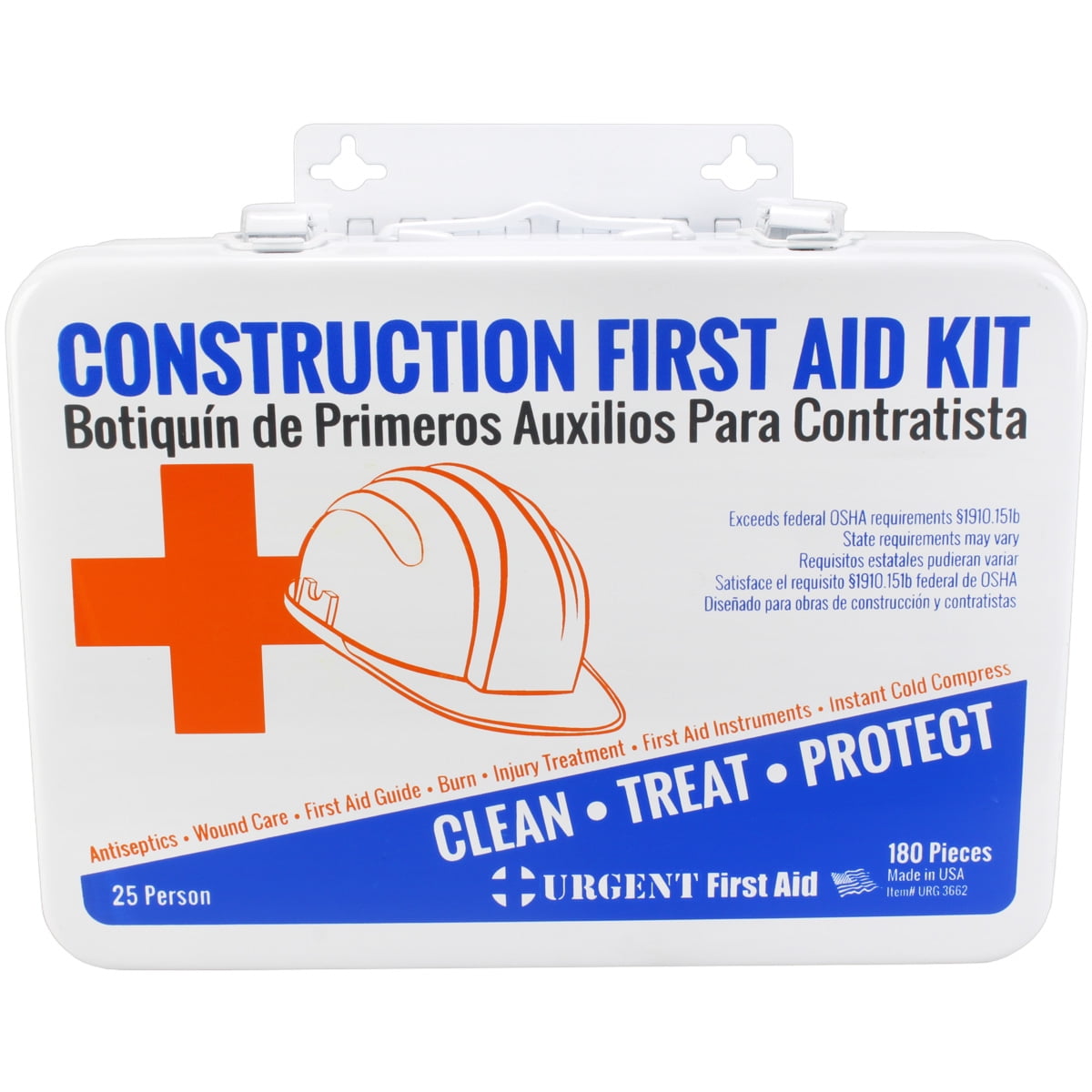 OSHA Contractors First Aid Kit for Job Sites up to 25 People ? Gasketed Metal, 180 pieces