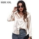 thumbnail image 2 of Camisa de manga larga con botones de seda de imitación de satén para mujer Top de blusa de trabajo formal - Champán Zhivalor  BST2002493-5, 2 of 6