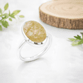thumbnail image 2 of Earth Gems Rutilated Quartz Ring - Sterling Silver Oval Gemstone Jewelry for Women, 2 of 6