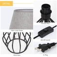 thumbnail image 2 of Oumilen Vintage Bedside Lamp, Gray Small Nightstand Lamp Black Metal Hollow Out Base with Fabric Lampshade, 2 of 3