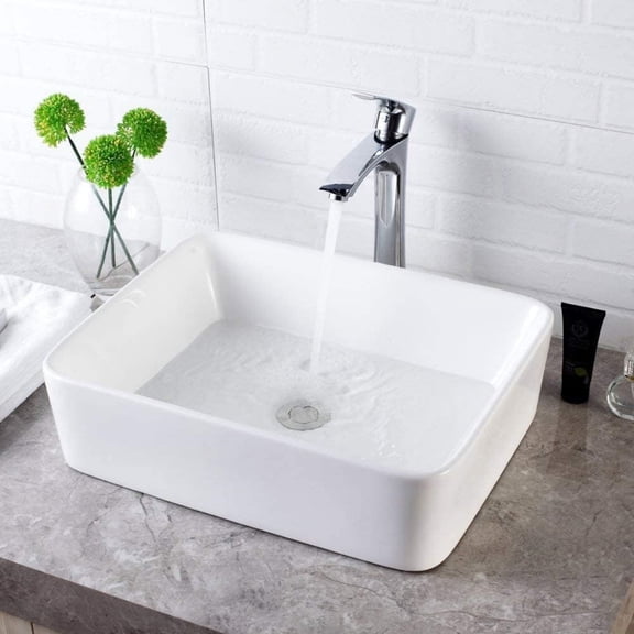 Vessel Sink Rectangle 19 Inch Bathroom Sink,Rectangular Modern Above Counter Bathroom Sinks White 19x15 Inch Porcelain Ceramic Vessel Vanity Sink Art Basin