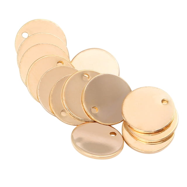 Pendentif Charme en Cuivre Doré pour Boucles d'Oreilles Bricolage Fabrication de Bijoux Forme Ronde 24 Pcs 0.5 Po