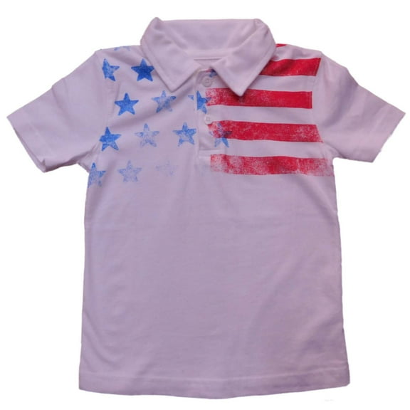 Jumping Beans Toddler Boys White Patriotic USA US Flag Polo T-Shirt 18M