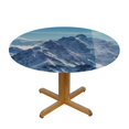 thumbnail image 3 of Orinice Mountain Range Snowboarder Blue Sky Round Table Cover Stain Resistant Washable Indoor Outdoor Tablecloth Kitchen Dining Wedding Parties Outdoor Fitted 100% Polyester Fiber 46-50, 3 of 8