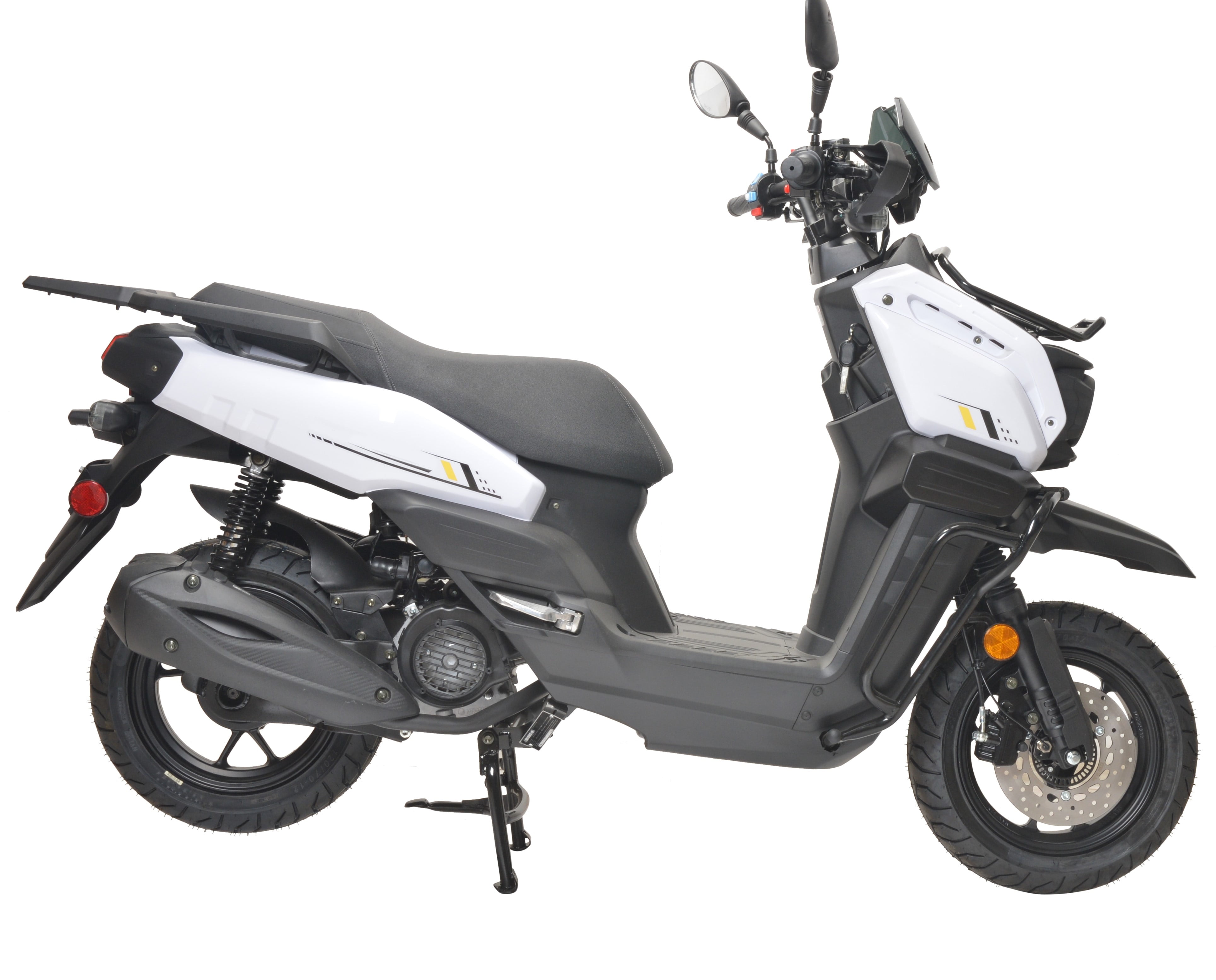 HHH Tank 150 Moped Gas Scooter 150cc Motorcycle Automatic Adult Bike with 12" Aluminum Wheels-White