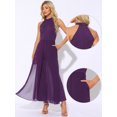 thumbnail image 2 of DARING DIVA Women's Sleeveless Chiffon Wide Leg Jumpsuit S Dark Purple, 2 of 6