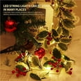 thumbnail image 4 of 2M / 6.56ft 20 LEDs Guirlande de Noël Chaîne Légère Alimenté par Batterie Guirlande de Baies Rouges Feuilles de Houx Couronne pour Décoration de Fête Arbre de Noël L'action de Grâce, 4 of 9