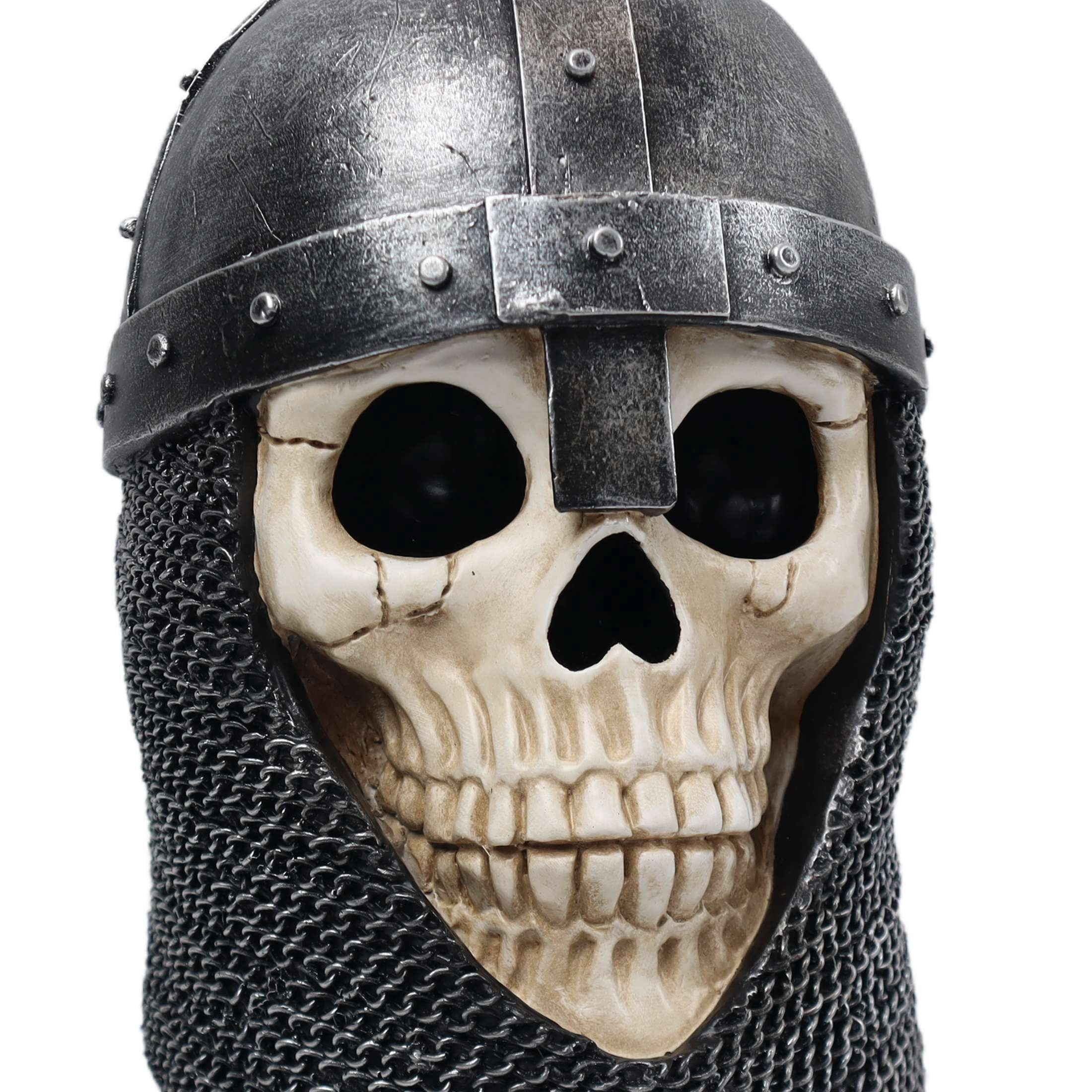 Skull with Knight Helmet Decoration, Gray and White, 7.7", Halloween by Way To Celebrate