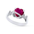 thumbnail image 2 of Heart Shape Simulated Ruby In 14K White Gold Over 925 Sterling Silver Ring Size 8.5, 2 of 5