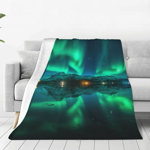Balery Northern Lights Manta de Felpa Suave y Acogedora – Cobija de Franela Aterciopelada para Cama, Lavable y Cálida para Sofá, Mascotas, Transpirable-60"x50"