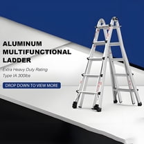 22 FT Aluminum Multi-Position Ladder with Wheels – 300 lbs Weight Rating, Versatile & Safe for Home and Work Use
