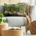 thumbnail image 5 of Ambesonne Forest Throw Pillow Cover 2 Pack, Wooden Bridge over Pond, 24", Green Brown, 5 of 5