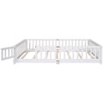 thumbnail image 6 of Queen Size Floor Bed with Fence for Kids, Wood Montessori Toddler Bed Frame with Door and Slats Support, Queen Size Platform for Girls and Boys, White, 6 of 8