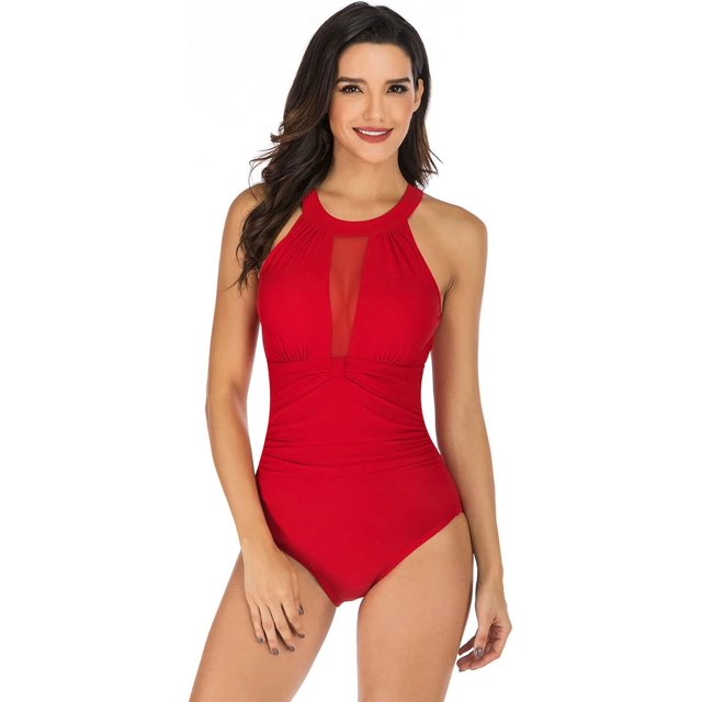 Trajes de baño de una pieza para mujer, Bikini con Control de barriga, traje de baño Halter adelgazante, traje de baño Retro Vintage, traje de baño Sexy para mujer