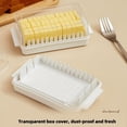 thumbnail image 3 of JUNZHIDAO Rectangular Butter Dish with Lid, Cheese Slice Storage Container Storage Box, with Knife Fork Side Compartment(Yellow), 3 of 7