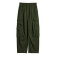 thumbnail image 1 of Kalauyu Men's Baggy Cargo Pants Elastic Waist Drawstring Cargo Pants Casual Joggers Hiking Pants with Pockets, 1 of 9