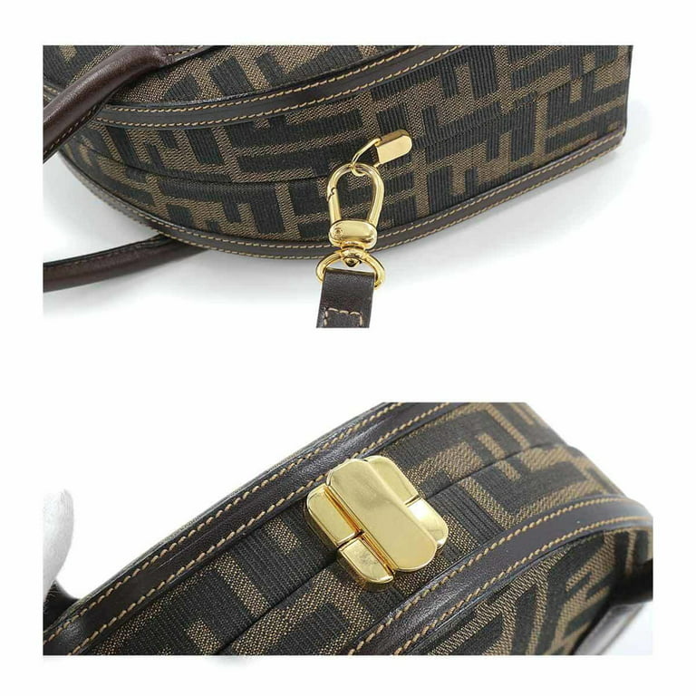 FENDI Handbag Zucca pattern vanity bag vintage canvas/leather/Gold