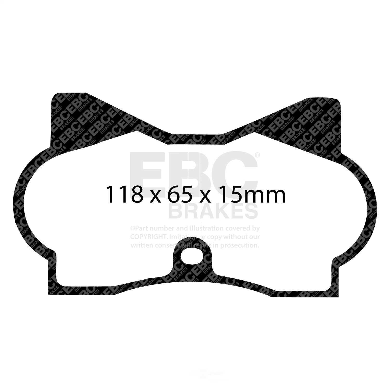 EBC Brakes DP3180C Redstuff Ceramic Low Dust Brake Pads, Vented 282mm Dia. 60mm Height 20mm Thick