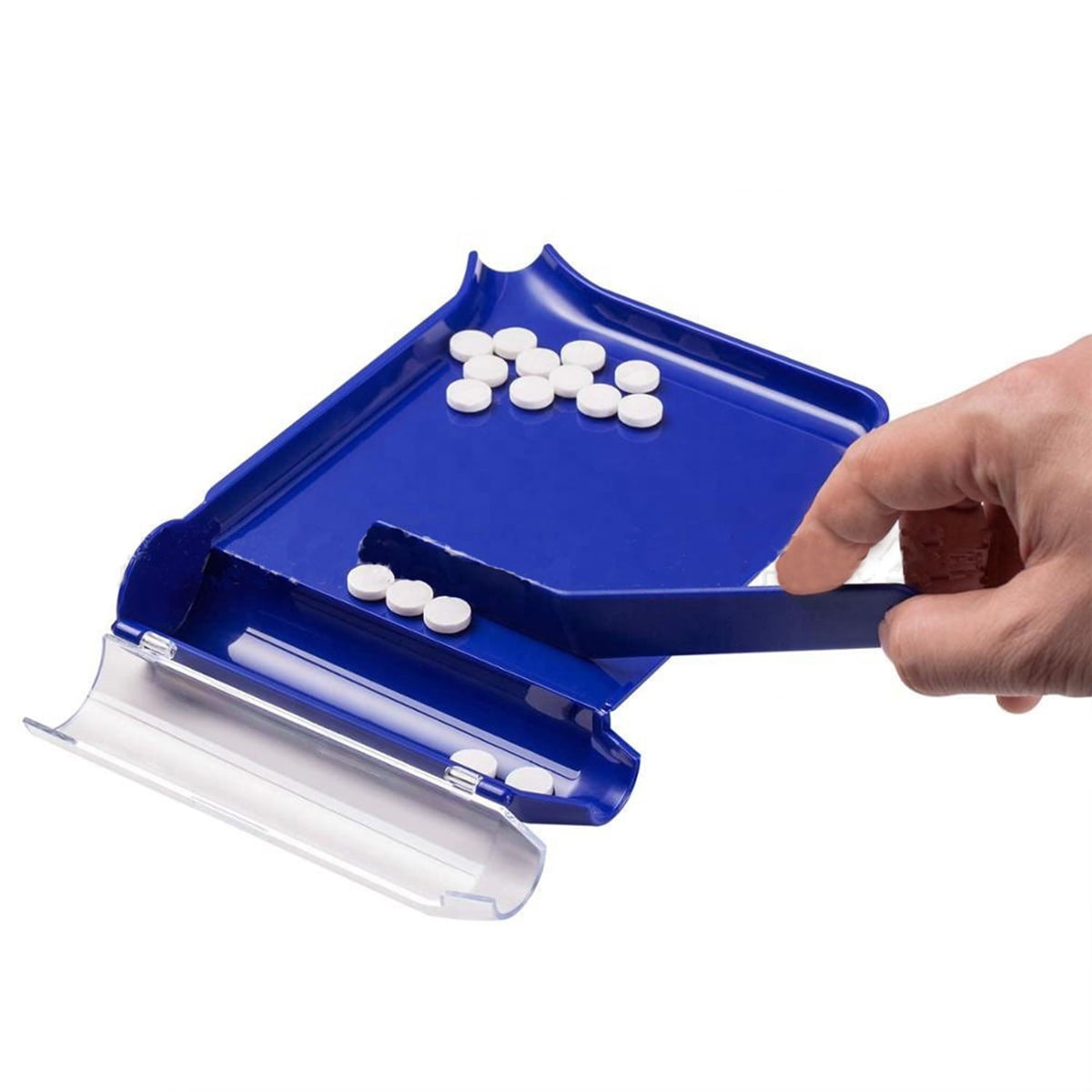 Pill Counting Tray with Spatula Right-Handed, Clear Plastic Pill