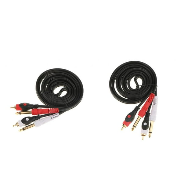 2Pcs 6.35mm /4 a 2x RCA Adaptador de enchufe Phono Cable de 1.5 metros