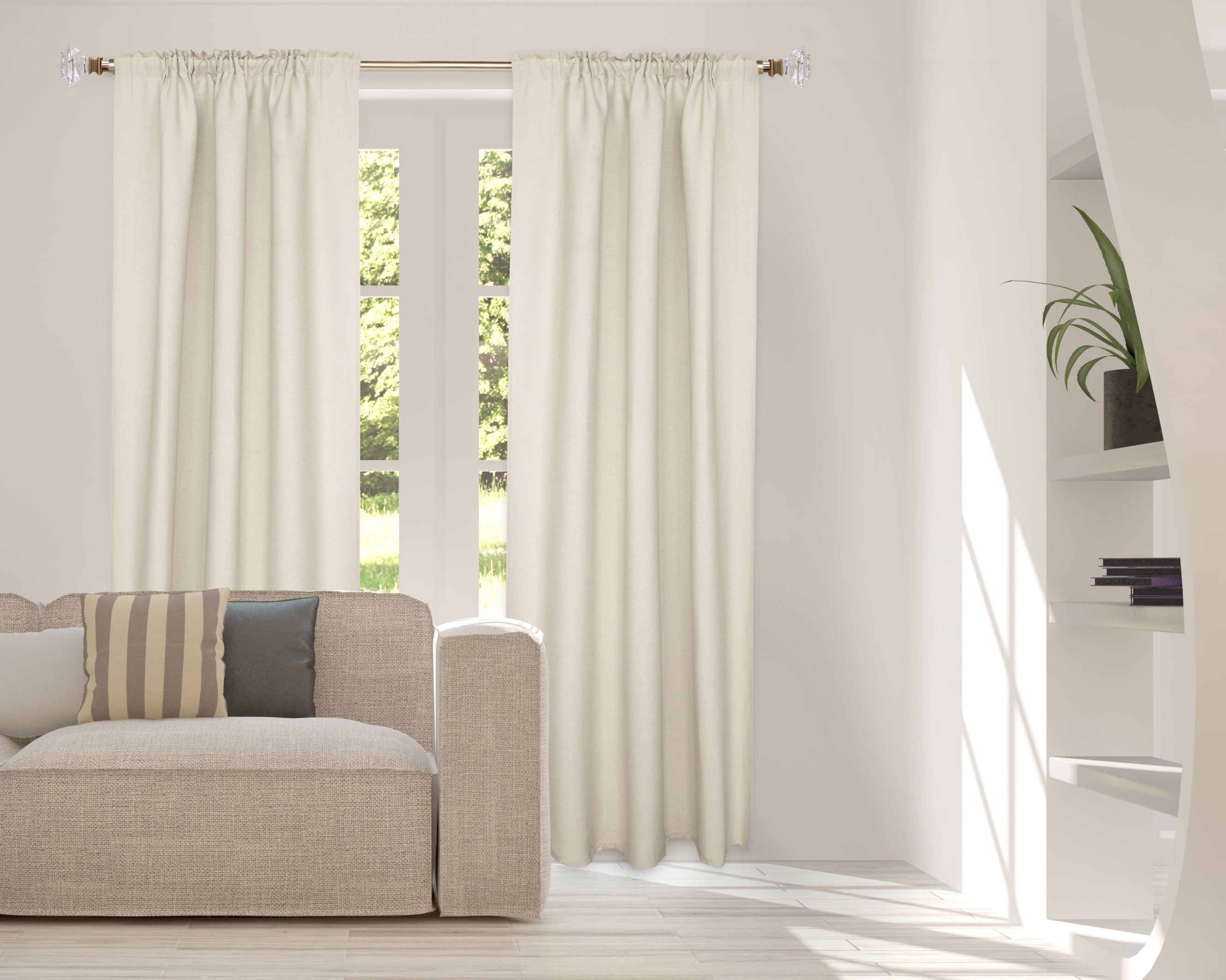 Better Homes & Gardens 1 in Clear Acrylic Square Single Curtain Rod, Brass, 120-180 in