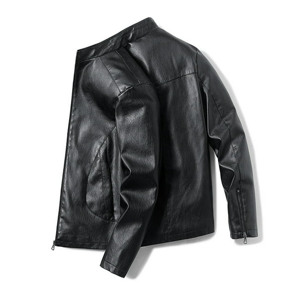 Men's Stand Collar Leather Motorcycle Jacket Lightweight Slim Fit Zip Up Outerwear Coat for Riding Workwear Men's Trench Coat Plus Size Winter Cardigan for Men