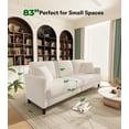 thumbnail image 2 of Welzona 83" Teddy Fabric Sofa, Modern 3-Seater Couch with 2 Throw Pillows, Tool-Free Assembly, Off White, 2 of 9