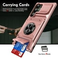 thumbnail image 5 of SaniMore for Samsung Galaxy S24 Ultra Stand Case, Armor Design Military-grade Drop Resistant Magnetic Car Mount Hidden Card Holder [Up to 2] Heavy Duty Protective Hybird Shockproof No-slip, Rosegold, 5 of 7