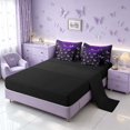 thumbnail image 4 of Homewish Purple Butterfly Twin Bedding for Girls, Glitter Stars Bedding Comforter Set, Black Reversible, 7 Pieces, 4 of 7