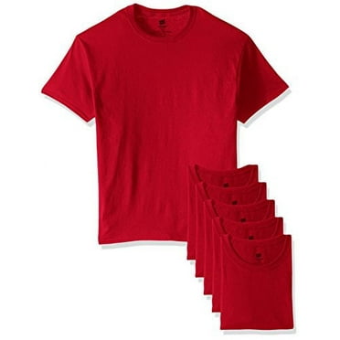 Hanes Men's Ecosmart T-Shirt Pack of 6, Deep Red, X-Large