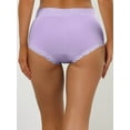 thumbnail image 2 of DARING DIVA Women's Cotton High-Lace Trim Tummy Full Coverage Brief Panties L Purple, 2 of 6