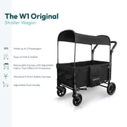 WONDERFOLD W1 Original Stroller Wagon (2 Seater) - Wagon Stroller with Seats with 5-Point Harnesses, Adjustable Push Handle, and Sun Canopy, Jet Black