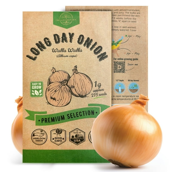 Organo Republic Walla Walla Onion Seeds – 275 Non-GMO Heirloom Seeds, 1g Packet for Planting Vegetables Indoors & Outdoors, Home Garden Vegetable Seeds