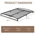 thumbnail image 2 of 6 - pulgada tamaño completo - size metal platform marco de cama con heavy - duty slats support, under - cama almacenamiento, no necesita colchón base, noise - free, non - slip, negra, 2 of 8