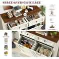 thumbnail image 5 of Haverchair Double Tilt Out Laundry Hamper Cabinet, Modern Farmhouse Trash Can Cabinet w/2 Drawers, Wooden 20 Gallon Hidden Garbage Cabinets with 2 Laundry Storage Baskets for Kitchen and Bathroom, 5 of 7