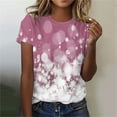 thumbnail image 2 of ICHUANYI Womens Casual Sparkling Crystal Print Crew Neck Short Sleeve Top Fashion Clothing, 2 of 4