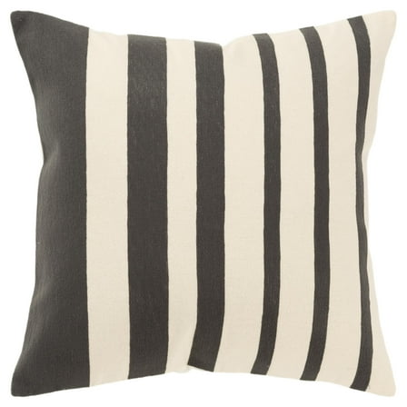 Rizzy Home Grey/Natural 20"X20" Stripe Woven Poly Filled Throw Pillow