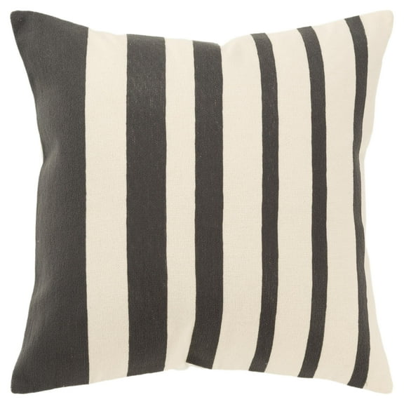 Rizzy Home Grey/Natural 20"X20" Stripe Woven Poly Filled Throw Pillow
