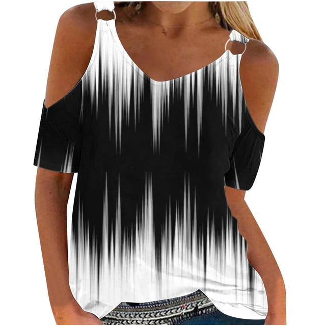 Blouses pour Femmes Blouses Décontractées à Imprimé à Manches Courtes à Col Rond Chemises