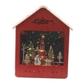thumbnail image 1 of Figuras de casa de nieve navideñas, decoración con luz cálida, cabaña de troncos brillante para Rojo, 1 of 9