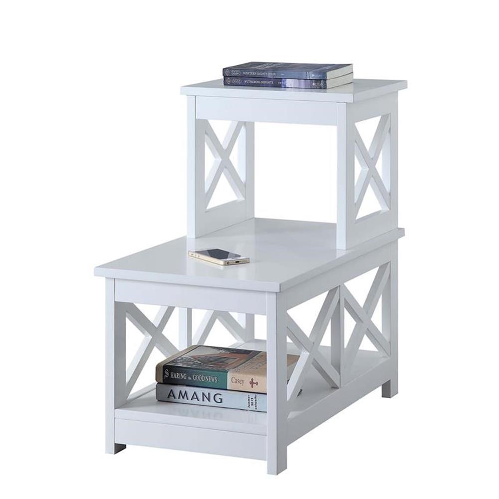 Oxford 2 Step Chairside End Table, White