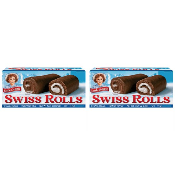 Little Debbie Swiss Rolls, Twin Wrapped, 12 ct pack of 2